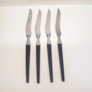 Stanley Roberts SRI Fascination Black Steak Knife Set Lot x4 Serrated Japan